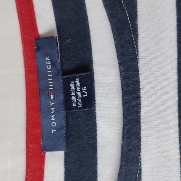 Tommy Hilfiger Striped Cotton 3/4 Sleeve Bateau Neck Tee- Sz. Lrg - Picture 4 of 9